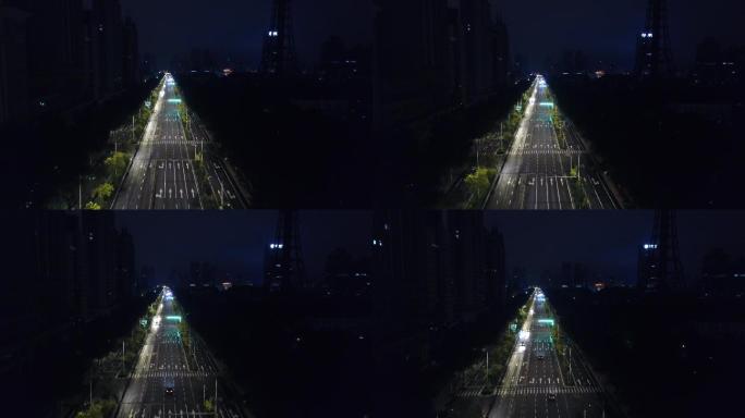 航拍 黑龙江 哈尔滨 城市 街道 夜景