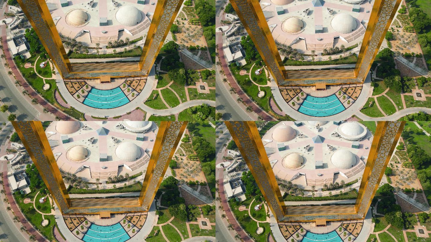 阿拉伯联合酋长国迪拜市中心附近的迪拜框架和扎比尔公园鸟瞰图