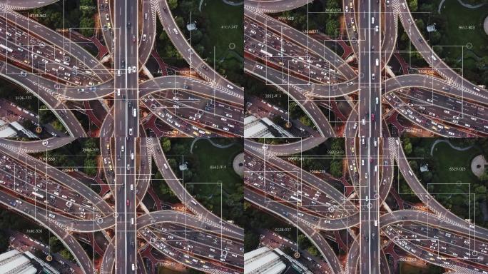 未来智能交通立交桥环形大道车流滚滚