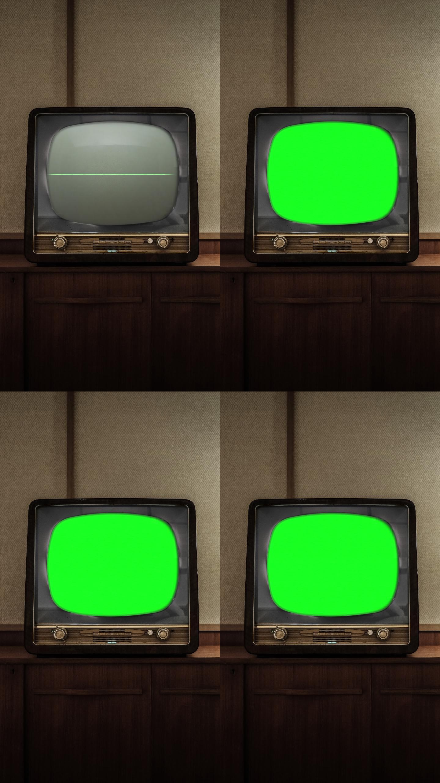 旧汽车旅馆房间的复古电视，带有彩色按键屏幕
