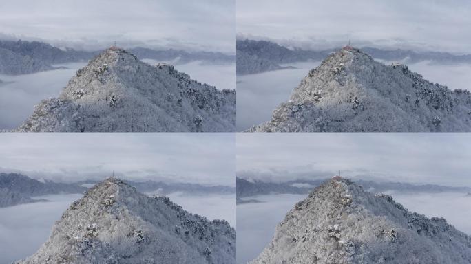 西安南五台超级雪景云海航拍