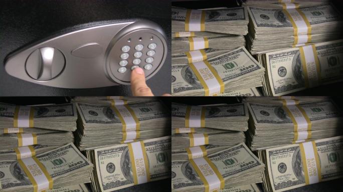 保险箱里装满了美元。货币、现金、美元、银行业务。