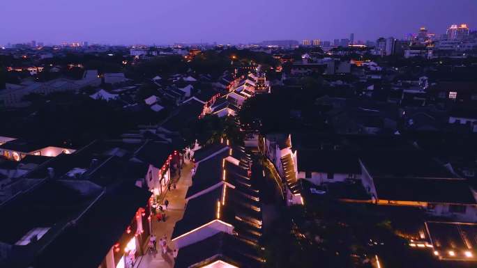 苏州七里山塘夜景【航拍】