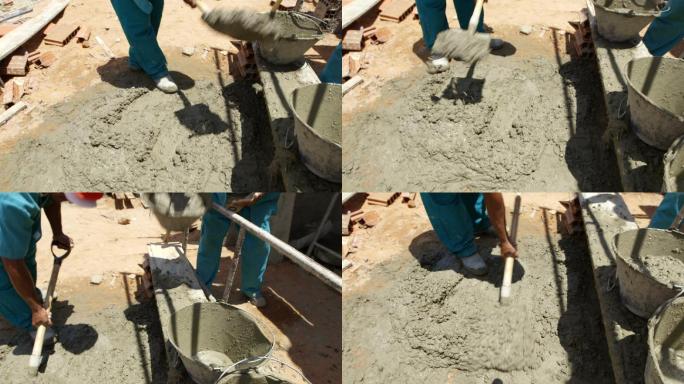 施工现场建筑工人混凝土