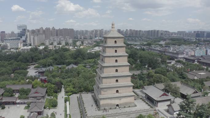 西安 大雁塔 晴天 航拍