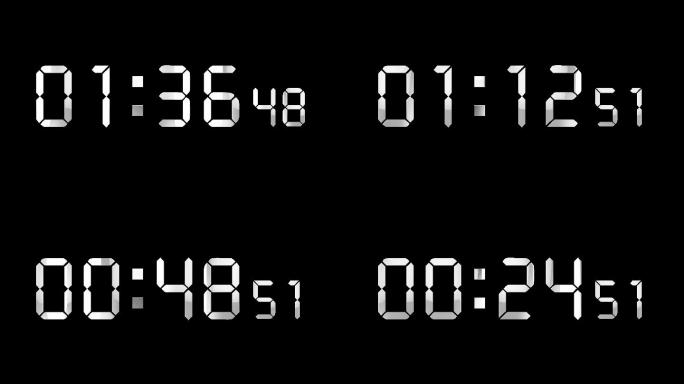 4K银色液晶数字倒数2分钟精确毫秒 2