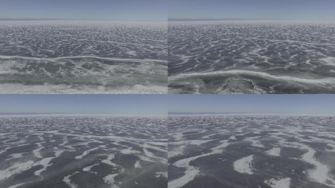 犹如外星球被冰冻的贝加尔湖-4K航拍素材