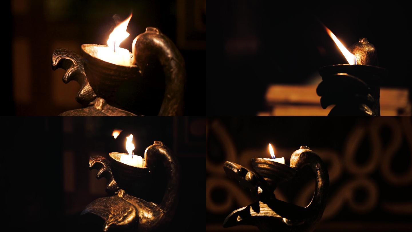 蜡烛 古代灯台 历史再现 烛火 照明器具