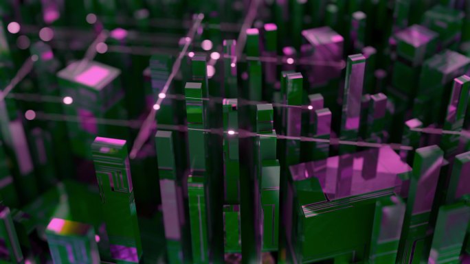 数字网格形状建筑虚拟城市