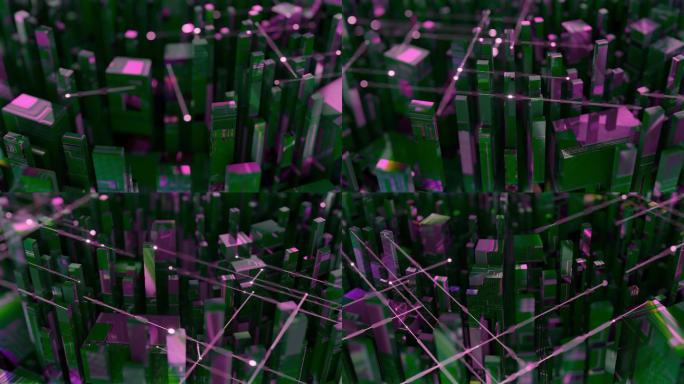 数字网格形状建筑虚拟城市