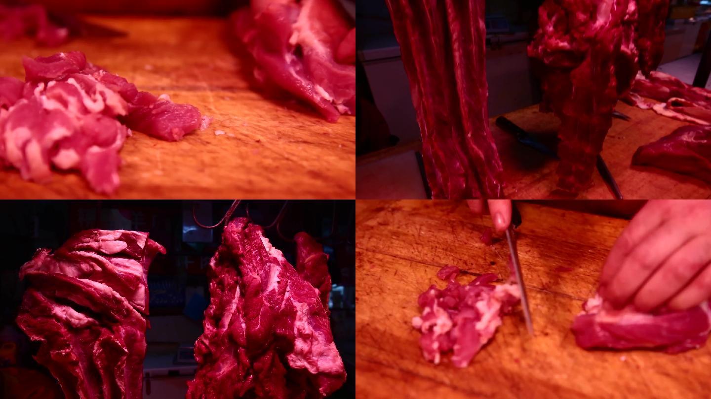 【镜头合集】猪肉市场卖肉肉贩子卖猪肉