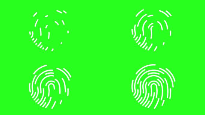 指纹读取器/传感器/识别/识别生物特征扫描4K股票视频，解锁设备移动安全的未来触摸ID技术，绿色钥匙