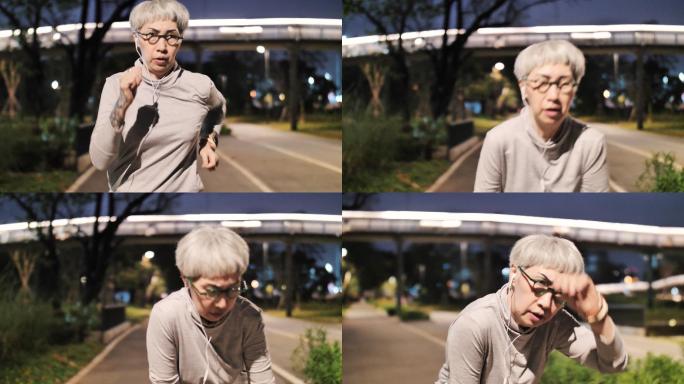 戴眼镜厌倦运动的老年女性