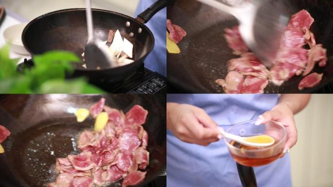 【镜头合集】炝锅炒制葱爆牛肉  (2)