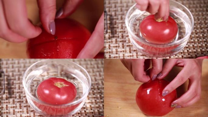 【镜头合集】开水烫西红柿去皮切丁