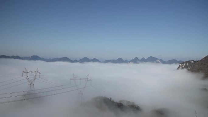 山区电网 电线塔视频