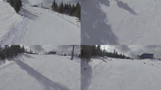 滑雪场雪道4K航拍素材