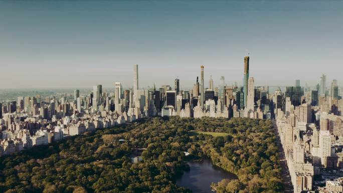 纽约曼哈顿中央公园鸟瞰图4K