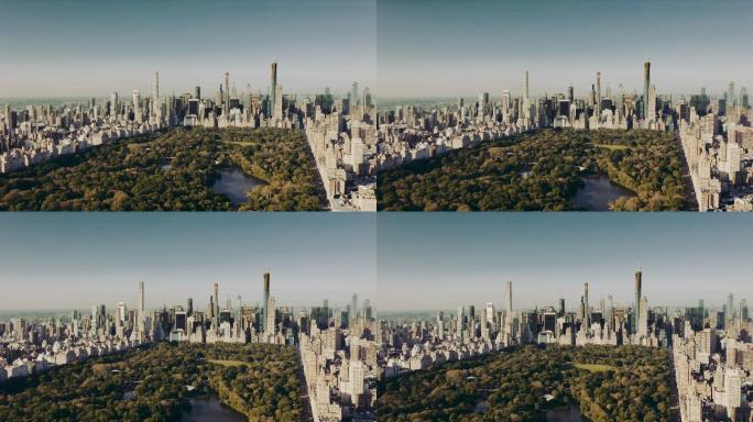 纽约曼哈顿中央公园鸟瞰图4K