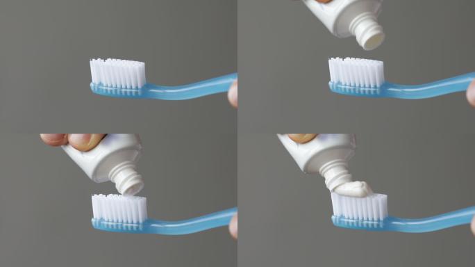 在牙刷上涂抹牙膏挤牙膏刷牙每日清洁