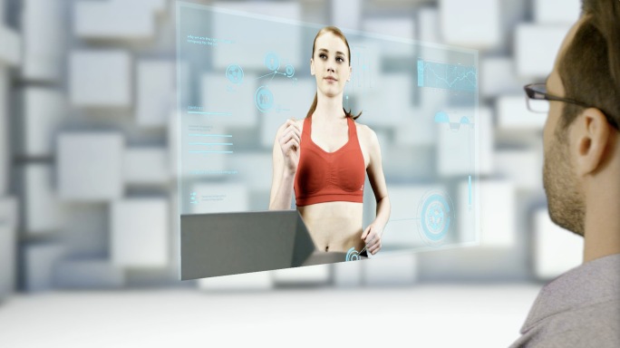 虚拟屏幕互动 跑步机科技 4K素材