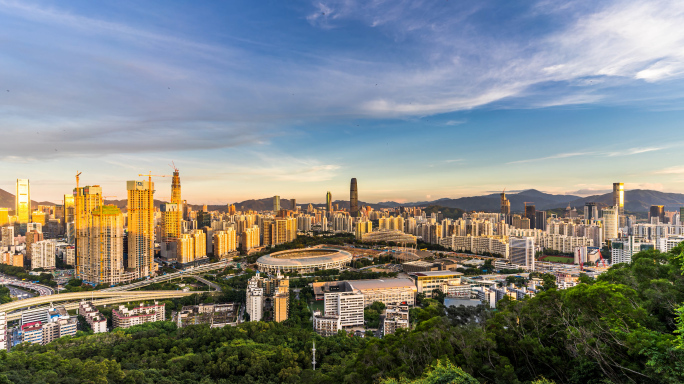 深圳城市天际线霞光延时素材合集