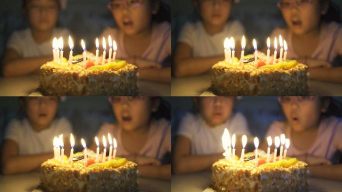 生日蛋糕过生日吹蜡烛