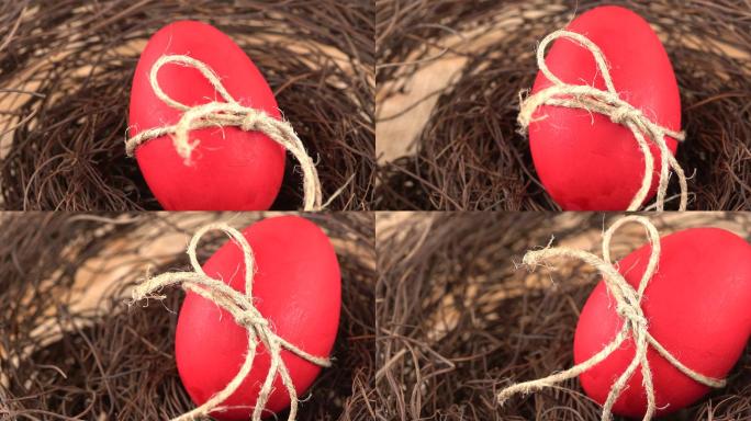 巢中的红色复活节彩蛋