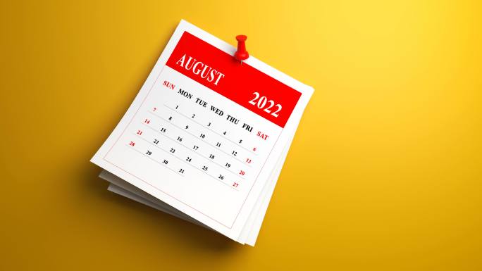 黄色背景下的2022年四月日历。循环视频
