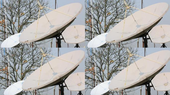卫星接收器接收站实拍原素材无线传输信息