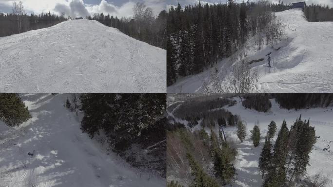 滑雪道上的游客4K航拍素材