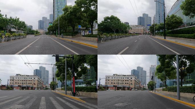 上海封城中的阴沉沉街道环境