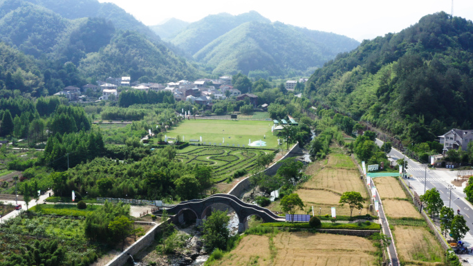 杭州临安天目山月亮桥村航拍