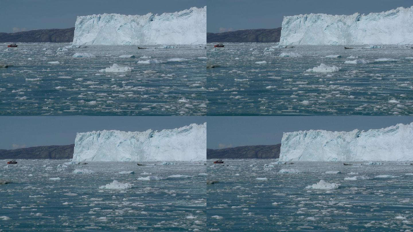 冰川附近的船只春天南极北极