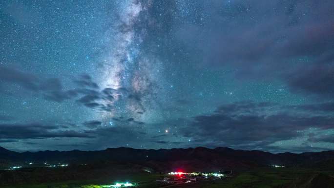 西藏江孜县星空银河流星雨延时