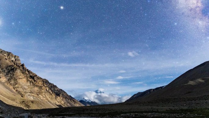 西藏日喀则县珠峰大本营星空延时