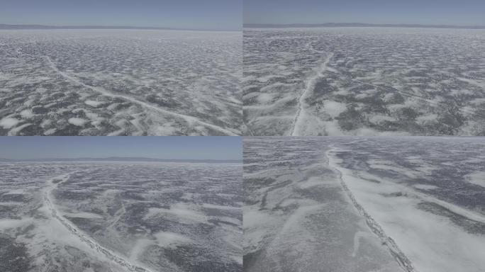 鸟瞰冰封的贝加尔湖-4K航拍素材