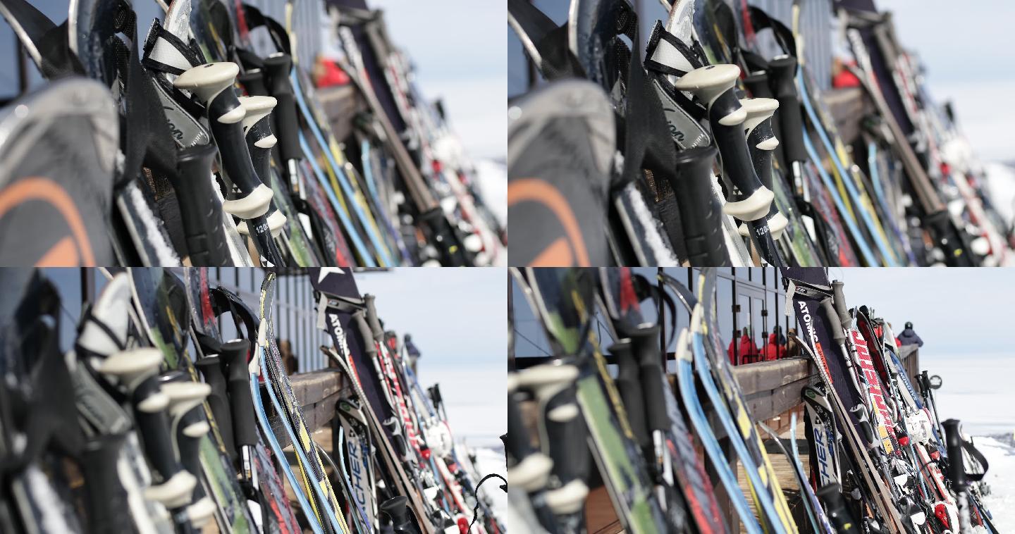 滑雪器材4K特写素材