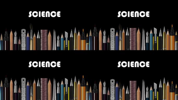 科学，木铅笔的定格动画，钢笔，量具，圆规，毛笔，自来水笔，抽象概念图像，当代艺术，聪明的想法，观点，