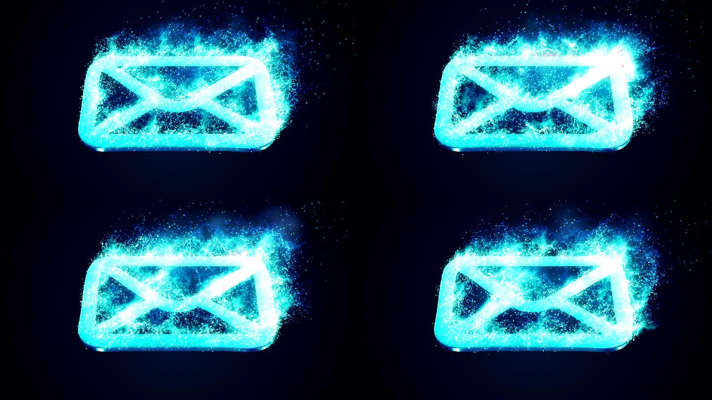燃烧蓝色电子邮件动画