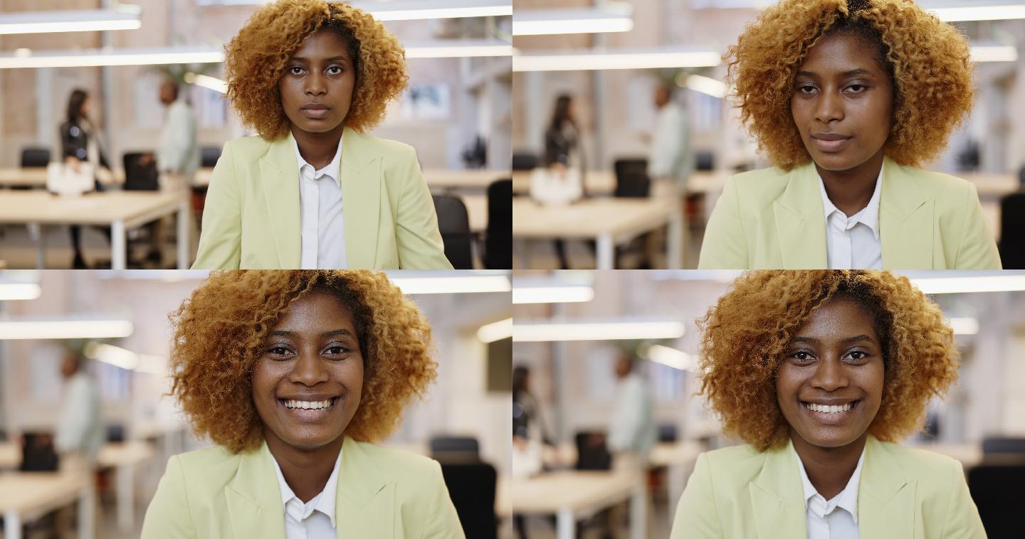 现代办公室20多岁黑人女商人肖像