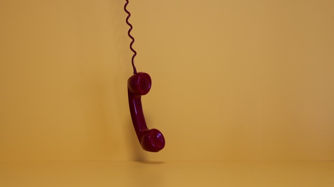 旧红色电话听筒老式电话公用电话电话亭