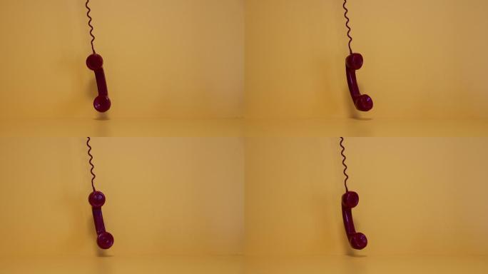 旧红色电话听筒老式电话公用电话电话亭