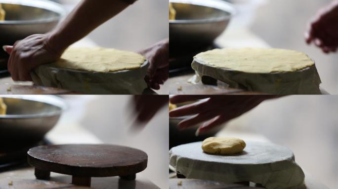 浙江农家非遗美食玉米饼制作土灶头传统制作