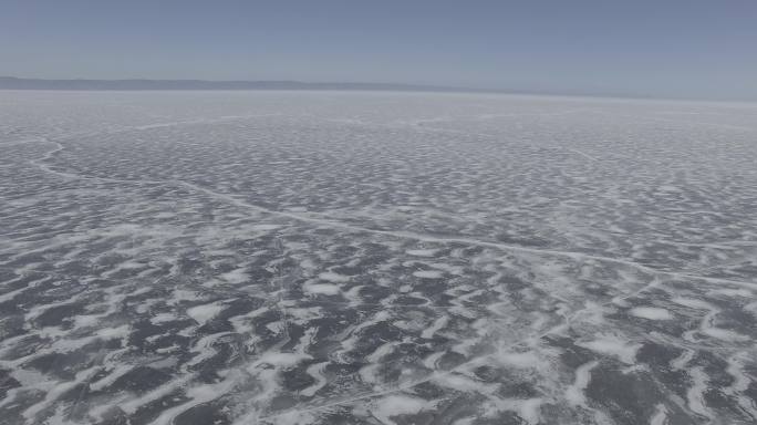 犹如外星景色被冰封贝加尔湖-4K航拍素材