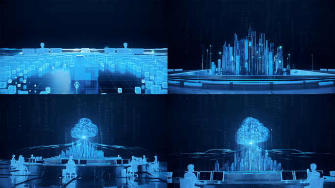 C4D智慧城市大数据科技大楼生长动画