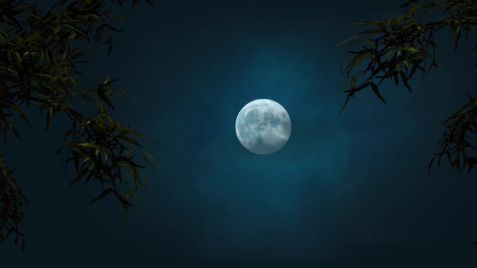 4k皓月当空月亮空镜头明月皎洁月光夜景
