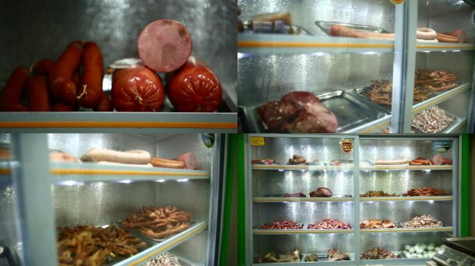 【镜头合集】冷柜卖各种香肠火腿肉肠