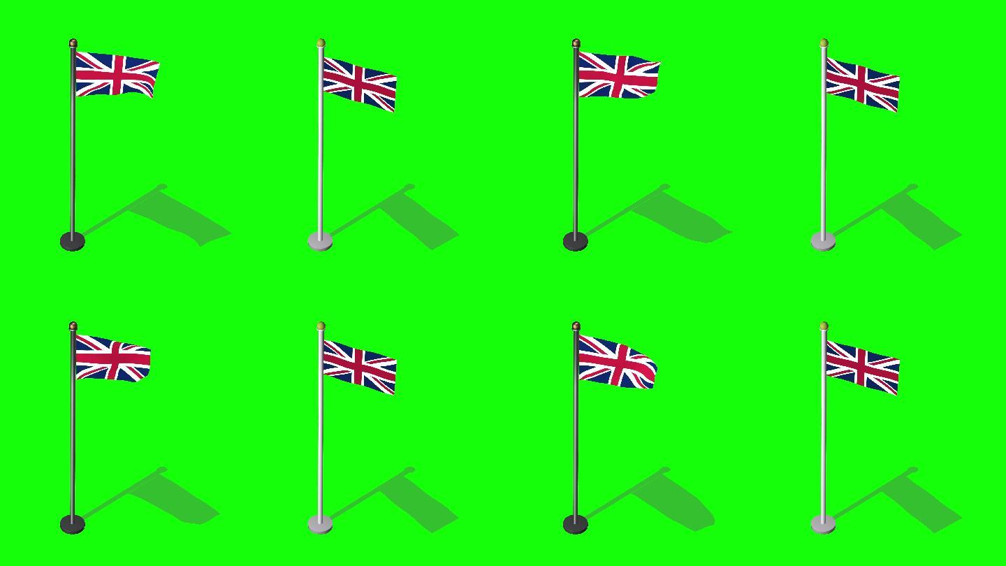 英国等距旗旗帜飘扬