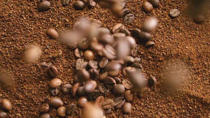 咖啡豆咖啡粉唯美意境特写